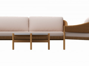 Outdoor set 2 seater sofa chair coffee table 02 3D 模型