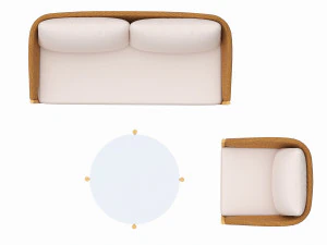 Outdoor set 2 seater sofa chair coffee table 02 3D Model