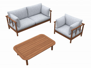Outdoor set 2 seater sofa chair coffee table 03 Modelo 3D