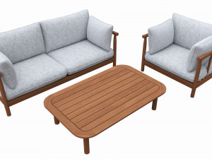 Outdoor set 2 seater sofa chair coffee table 03 Modelo 3D