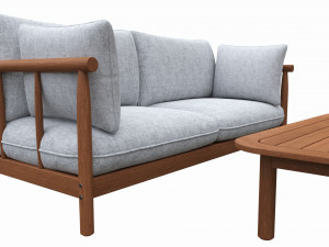 Outdoor set 2 seater sofa chair coffee table 03 Modelo 3D