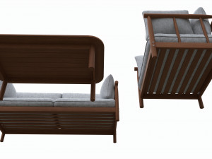 Outdoor set 2 seater sofa chair coffee table 03 Modelo 3D