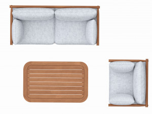 Outdoor set 2 seater sofa chair coffee table 03 Modelo 3D