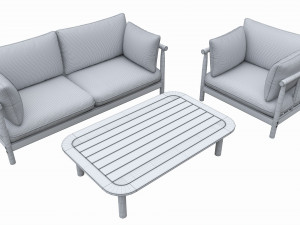 Outdoor set 2 seater sofa chair coffee table 03 Modelo 3D