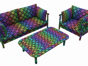 Outdoor set 2 seater sofa chair coffee table 03 Modelo 3D