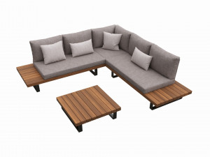 Outdoor set 5 seater corner sofa coffee table 3D Model