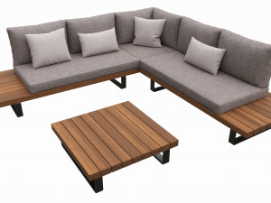 Outdoor set 5 seater corner sofa coffee table 3D Модель