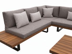 Outdoor set 5 seater corner sofa coffee table 3D Модель