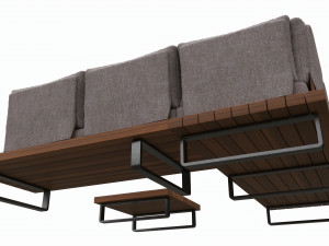Outdoor set 5 seater corner sofa coffee table 3D Модель