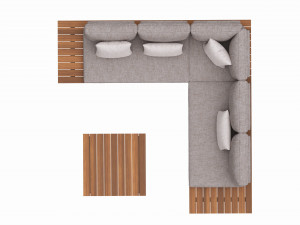 Outdoor set 5 seater corner sofa coffee table 3D Модель