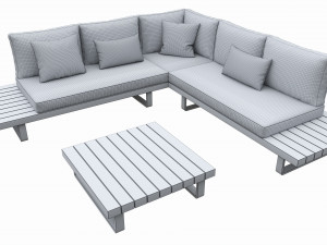 Outdoor set 5 seater corner sofa coffee table 3D Модель
