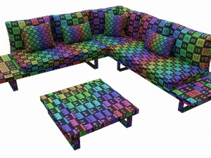 Outdoor set 5 seater corner sofa coffee table 3D Модель