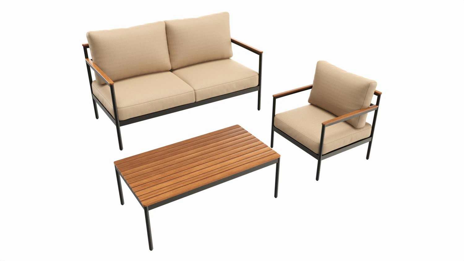 Outdoor set seater sofa chair coffee table 01 3D Model .c4d .max .obj .3ds .fbx .stl .blend