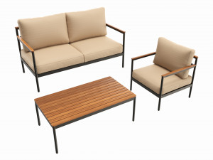 Outdoor set seater sofa chair coffee table 01 Modelo 3D