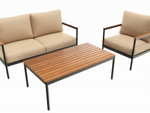Outdoor set seater sofa chair coffee table 01 3D 모델