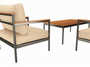 Outdoor set seater sofa chair coffee table 01 3D 모델