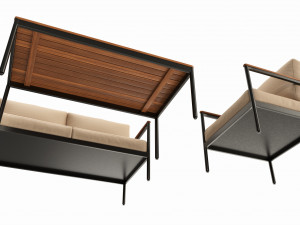Outdoor set seater sofa chair coffee table 01 3D 모델
