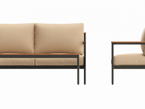 Outdoor set seater sofa chair coffee table 01 3D 모델