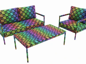 Outdoor set seater sofa chair coffee table 01 3D Model