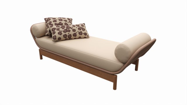 Outdoor wood sun lounger with cushions 01 Model 3D .c4d .max .obj .3ds .fbx .stl .blend 