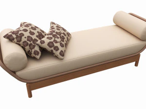 Espregui&ccedil;adeira de madeira para exterior com almofadas 01 Modelo 3D