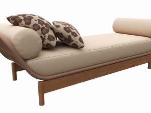 Outdoor wood sun lounger with cushions 01 Model 3D
