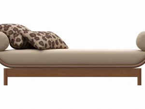 Espregui&ccedil;adeira de madeira para exterior com almofadas 01 Modelo 3D