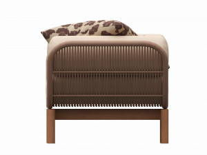Outdoor wood sun lounger with cushions 01 Model 3D