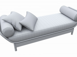 Outdoor wood sun lounger with cushions 01 Model 3D