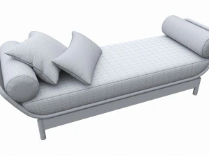 Espregui&ccedil;adeira de madeira para exterior com almofadas 01 Modelo 3D