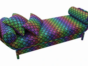 Espregui&ccedil;adeira de madeira para exterior com almofadas 01 Modelo 3D