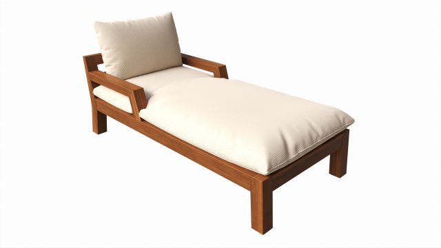 Outdoor wood sun lounger with cushions 02 Modèle 3D .c4d .max .obj .3ds .fbx .stl .blend 
