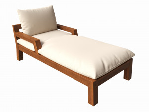 Outdoor wood sun lounger with cushions 02 3D Модель