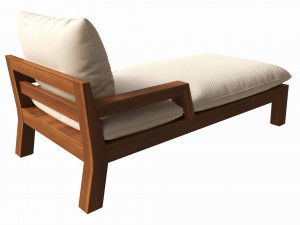 Outdoor wood sun lounger with cushions 02 Modèle 3D