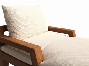 Outdoor wood sun lounger with cushions 02 3D Model