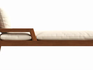 Outdoor wood sun lounger with cushions 02 3D Model