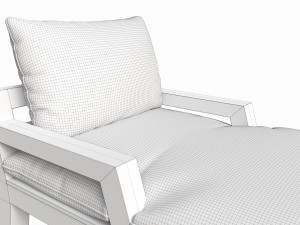 Outdoor wood sun lounger with cushions 02 Modèle 3D