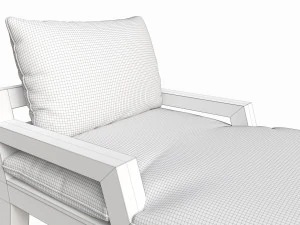Outdoor wood sun lounger with cushions 02 3D Model