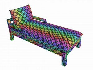 Outdoor wood sun lounger with cushions 02 Modèle 3D