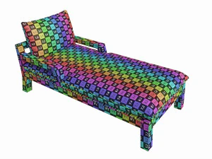 Outdoor wood sun lounger with cushions 02 3D Model