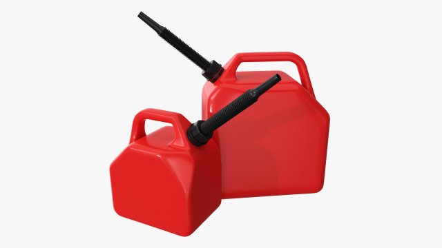 Plastic gas canister set 3D Model .c4d .max .obj .3ds .fbx .stl .blend 