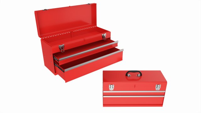 Portable toolbox chest with carrying handle set 3D Model .c4d .max .obj .3ds .fbx .stl .blend 