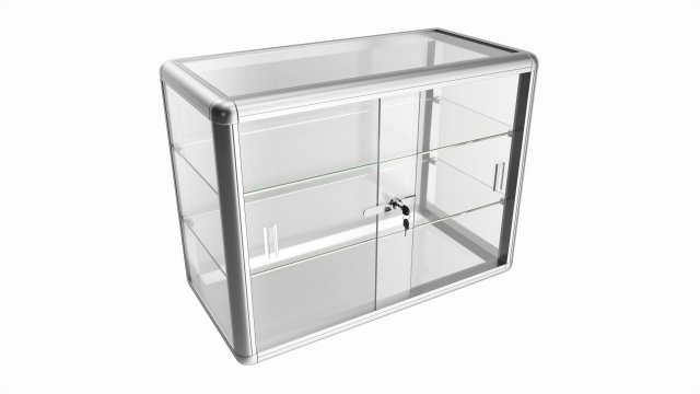 Shop two level counter top glass showcase 3D Model .c4d .max .obj .3ds .fbx .stl .blend 