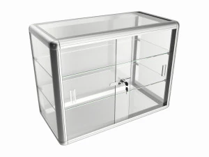 Winkel glazen vitrine met twee niveaus aanrecht 3D Model