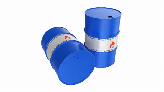 Steel oil barrel set blue 3D 모델 .c4d .max .obj .3ds .fbx .stl .blend 