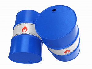 Steel oil barrel set blue 3D 모델
