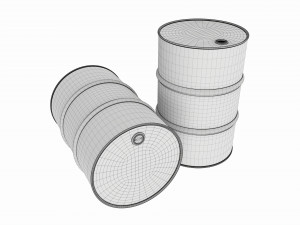 Steel oil barrel set blue 3D 모델