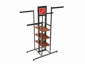 Store 4-way Square Tube Clothing Rack 3D Model
