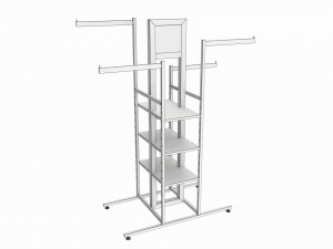 Store 4-way Square Tube Clothing Rack 3D-Modell