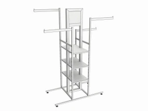 Store 4-way Square Tube Clothing Rack 3D Model
